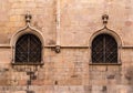 Windows in row on facade of Church of San Jaime Royalty Free Stock Photo