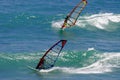 Two Windsurfers Windsurfing in Hawaii Royalty Free Stock Photo