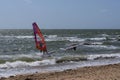 Two windsurfing boards on the sea by the beach in summer Royalty Free Stock Photo
