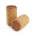 Two wine bottle corks isolated on white Royalty Free Stock Photo