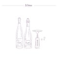 Two Wine Bottles And Corkscrew Hand Drawn Realistic Sketch Royalty Free Stock Photo