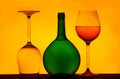 Two wine glasses & bottle Royalty Free Stock Photo