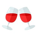 Two Wine Glasses Flat Icon on White