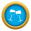 Two wine glasses icon blue vector isolated Royalty Free Stock Photo