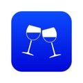 Two wine glasses icon digital blue Royalty Free Stock Photo