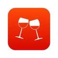 Two wine glasses icon digital red Royalty Free Stock Photo