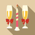 Two wine glasses icon, flat style Royalty Free Stock Photo