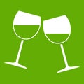 Two wine glasses icon green Royalty Free Stock Photo