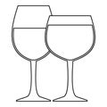 Two wine glasses icon, outline style Royalty Free Stock Photo