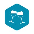 Two wine glasses icon, simple style Royalty Free Stock Photo