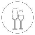 Two wine glasses, icon Royalty Free Stock Photo