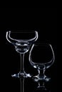 Two wine glasses silhouette isolated on black background Royalty Free Stock Photo