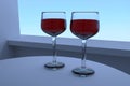 Two wine glasses on a table