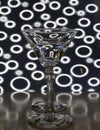 Two wine glasses vertical on table with water Royalty Free Stock Photo