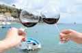 Two wineglasses in the hands Royalty Free Stock Photo