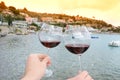 Two wineglasses in the hands Royalty Free Stock Photo