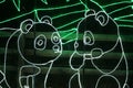 Two wire-framed led baby pandas