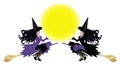Two witches with moon insert Royalty Free Stock Photo
