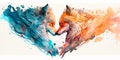 Two wolve love each other, cats kiss, print for you Generative AI Royalty Free Stock Photo