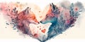 Two wolve love each other, cats kiss, print for you Generative AI Royalty Free Stock Photo