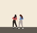 Two woman dancing side by side on street. Youth culture, hip-hop, movement, style Royalty Free Stock Photo