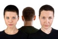 Two woman's faces and man's nape Royalty Free Stock Photo