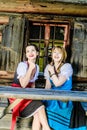 Two Woman in traditional austrian clothes