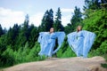 Two woman, twins in the forest Royalty Free Stock Photo