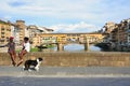 African American tourists in Florence Italy enjoying the Ponte Vecchio