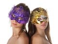 Two women in carnival masks Royalty Free Stock Photo