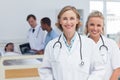 Two women doctors standing and looking at the camera Royalty Free Stock Photo