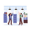 Two women employee meet at the office. businesswomen work together. Vector illustration in flat style Royalty Free Stock Photo
