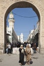 Two women exit the old town of Tripoli, Libya Royalty Free Stock Photo