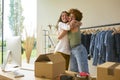 Two Women Friends Celebrating Successful For Their Online Fashion Business From Home Together Royalty Free Stock Photo