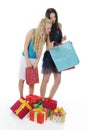 Two women with gifts. Royalty Free Stock Photo