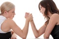 Two women hands fight