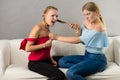 Two women having argue fight