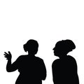 Two women head, making chat, body silhouette vector