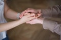 two women holding hands, emphasizing the importance of self-care and emotional well-being. The concept highlights the Royalty Free Stock Photo