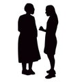 two women making chat, body silhouette vector