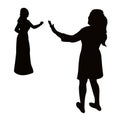 two women making chat, body silhouette vector
