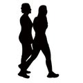 two women making chat, body silhouette vector