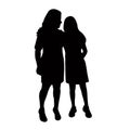 two women making chat, body silhouette vector
