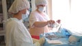 Two women medical doctors prepare surgery for surgical operations