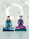 Two Women Meditating Royalty Free Stock Photo