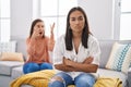 Two women mother and daughter arguing at home Royalty Free Stock Photo
