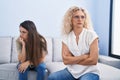 Two women mother and daughter arguing at home Royalty Free Stock Photo