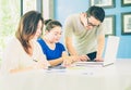 Two women and one man are working in modern office Royalty Free Stock Photo