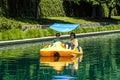 Two women in a peddle-boat