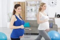 two women during pregnancy yoga Royalty Free Stock Photo